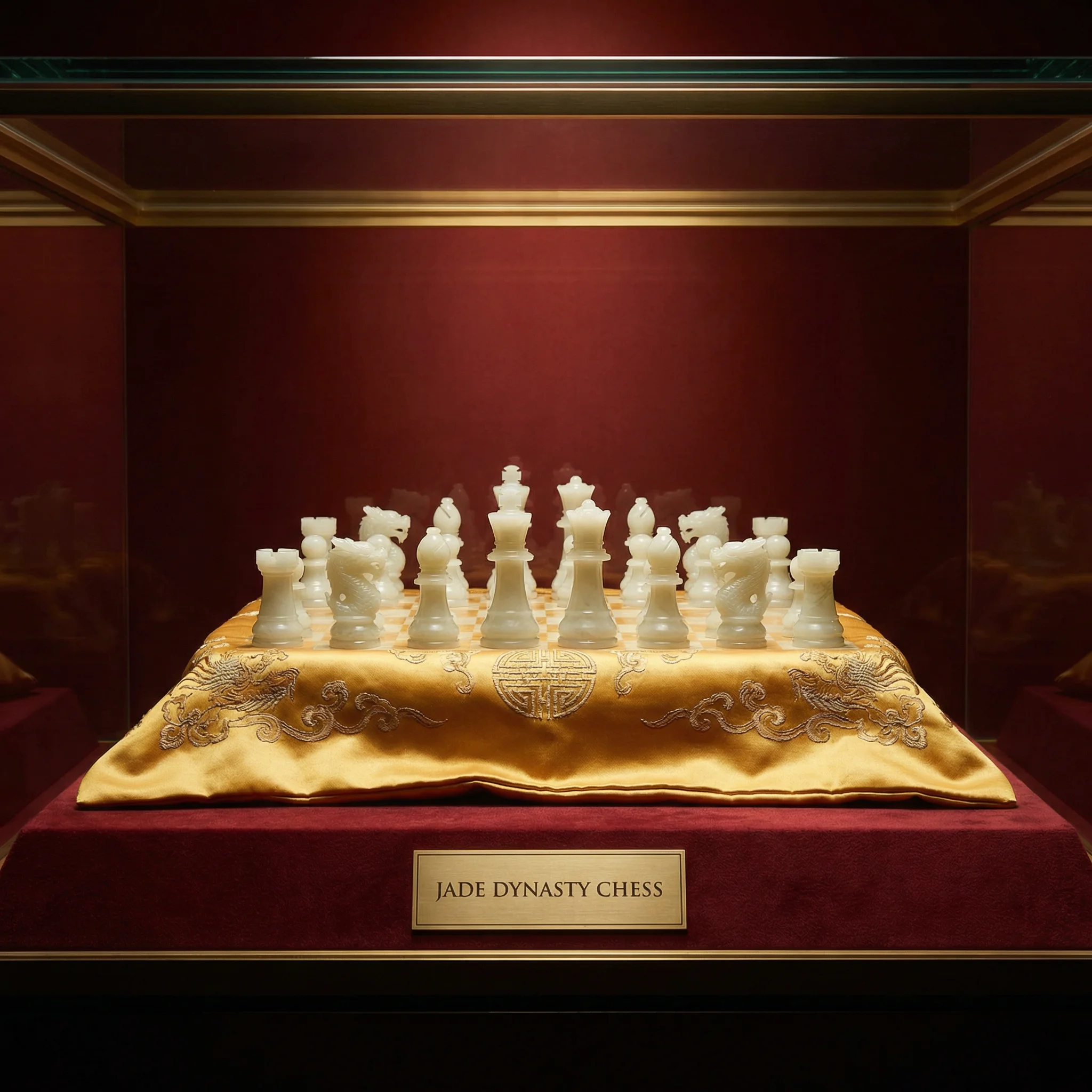 和田玉雕琢的宫廷棋盘，展示精美的 pg麻将胡了