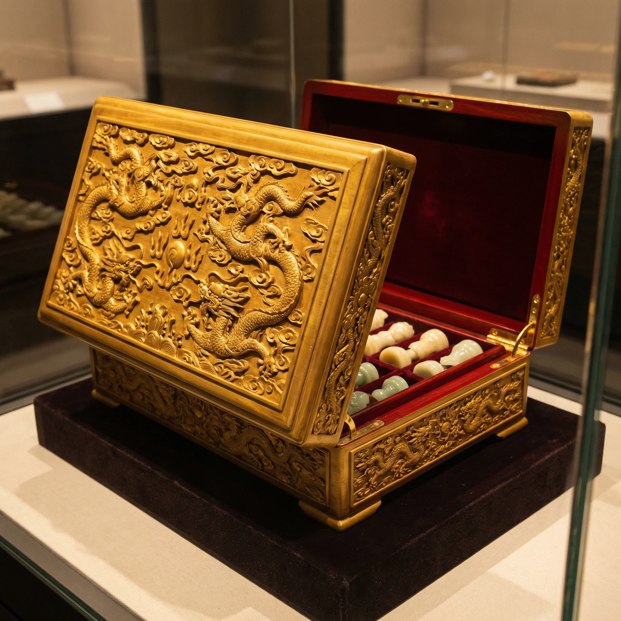 金丝楠木龙纹棋盒 - pg麻将胡了 收藏品