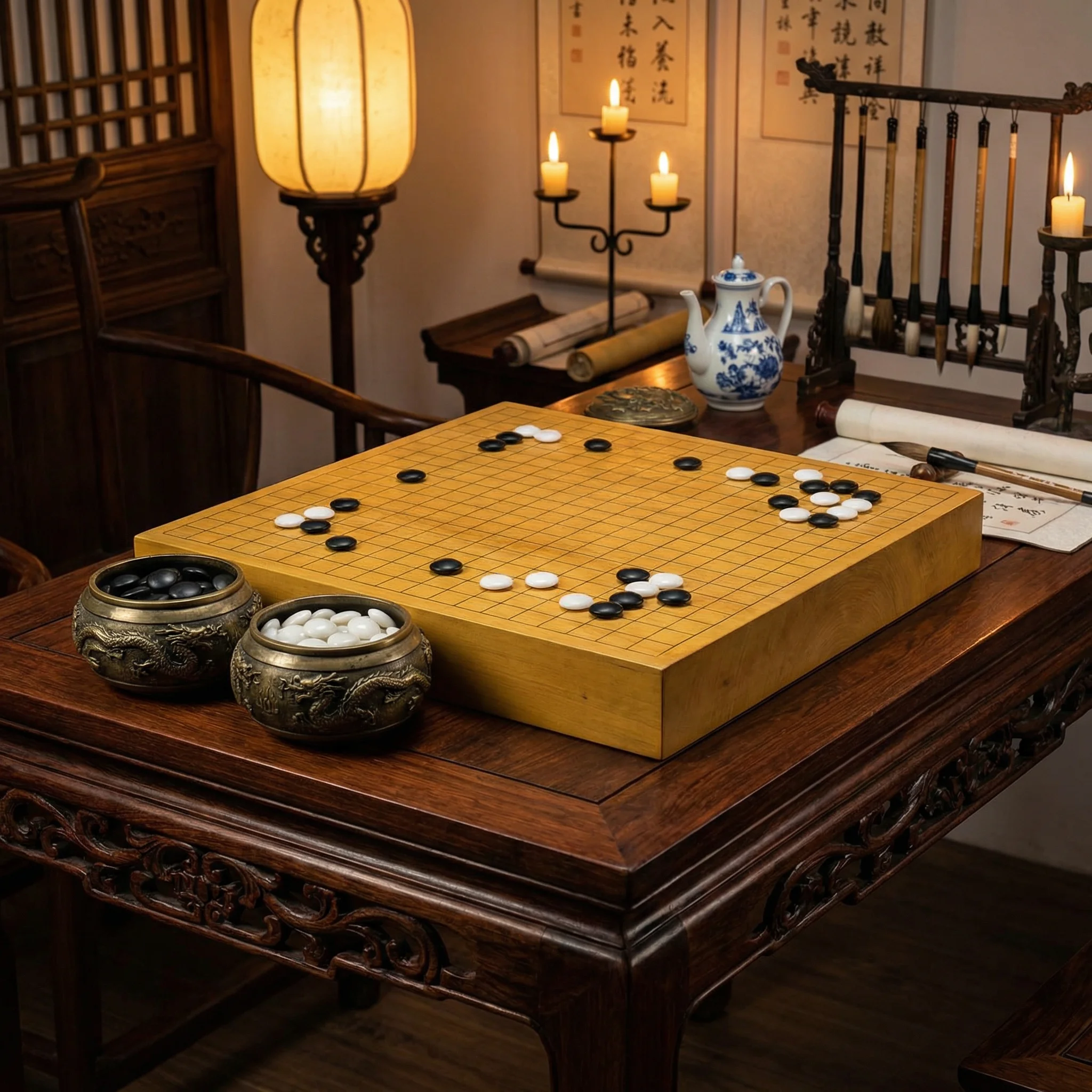 古代围棋棋盘与玉石棋子 - pg麻将胡了 鉴赏